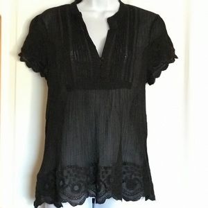 Joie black embroidered top